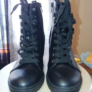 Chunky heel Black Combat boots